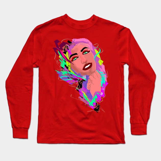 Abstract Portrait Long Sleeve T-Shirt by jen28